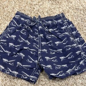 Navy Airplane Print Swim Shorts